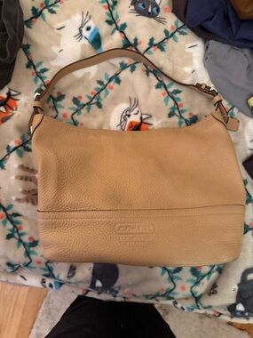 Coach Tan Pebbled Leather Shoulder Bag